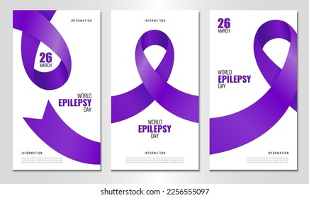 Vector Illustration of World Epilepsy Day. Purple Day. Banner with violet ribbon. Use as advertising, invitation, banner,
