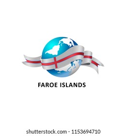 Vector Illustration of a world – world with faroe islands flag
