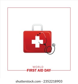 Vector illustration for World First Aid Day with kit