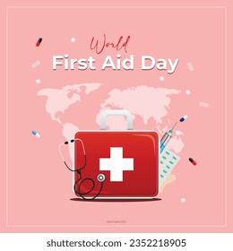 Vector illustration for World First Aid Day world map
