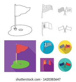Vector illustration of world and flag icon. Collection of world and ribbon vector icon for stock.