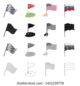 Vector illustration of world and flag icon. Collection of world and ribbon stock symbol for web.
