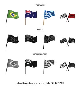 Vector illustration of world and flag icon. Set of world and ribbon vector icon for stock.