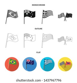Vector illustration of world and flag logo. Collection of world and ribbon vector icon for stock.