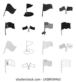 Vector illustration of world and flag logo. Set of world and ribbon vector icon for stock.