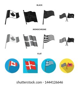 Vector illustration of world and flag logo. Collection of world and ribbon stock vector illustration.