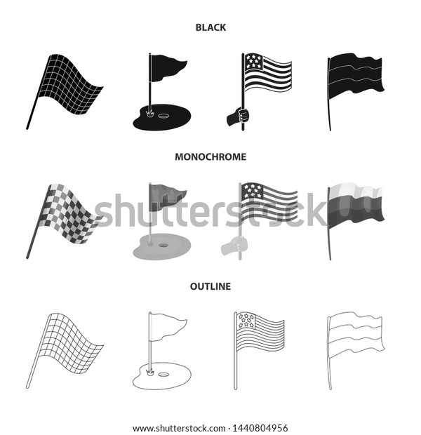 Vector illustration of world and\
flag logo. Collection of world and ribbon stock symbol for\
web.