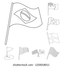 Vector illustration of world and flag sign. Set of world and ribbon stock symbol for web.
