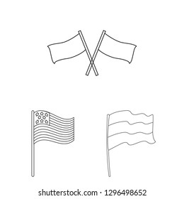 Vector illustration of world and flag sign. Set of world and ribbon vector icon for stock.