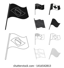 Vector illustration of world and flag sign. Collection of world and ribbon stock vector illustration.