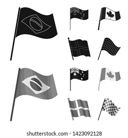 Vector illustration of world and flag sign. Collection of world and ribbon stock symbol for web.