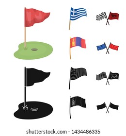 Vector illustration of world and flag sign. Set of world and ribbon vector icon for stock.
