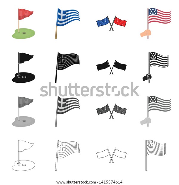 Vector illustration of world and\
flag sign. Set of world and ribbon stock vector\
illustration.