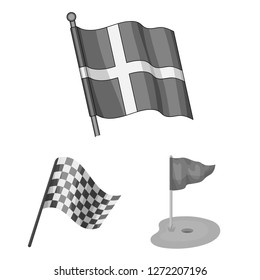 Vector illustration of world and flag symbol. Collection of world and ribbon vector icon for stock.