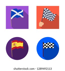 Vector illustration of world and flag symbol. Set of world and ribbon vector icon for stock.