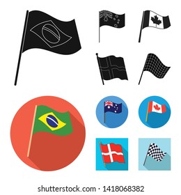 Vector illustration of world and flag symbol. Set of world and ribbon vector icon for stock.