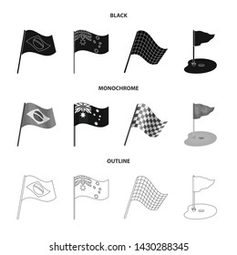 Vector illustration of world and flag symbol. Collection of world and ribbon stock symbol for web.