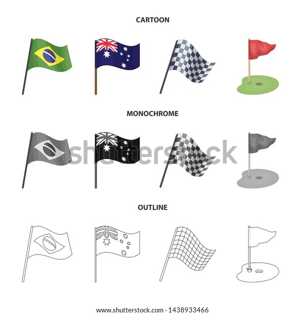 Vector illustration of\
world and flag symbol. Collection of world and ribbon stock vector\
illustration.