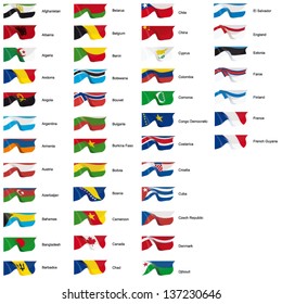 Vector illustration of world flags - Letters A to F