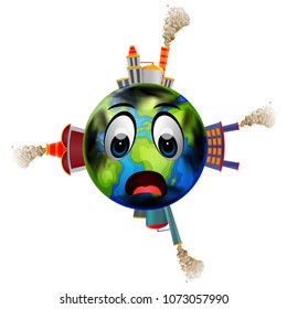 vector illustration of World full of pollution
