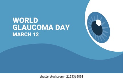 Vector illustration of World Glaucoma Day themed annually observed on 12 March, banner design with eyeballs and blank space for text.