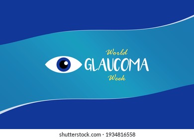 Vector Illustration of World Glaucoma Week. Healthy eye awareness. Eye clinical concept background vector. Social media post, poster, banner, and catalog vector design. Blue background 