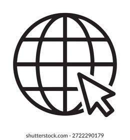 Vector illustration of a world globe with clicker pointer, concept for website, online connection and e-commerce.