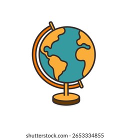 Una Ilustración vectorial de un mundo globo en un estrado.