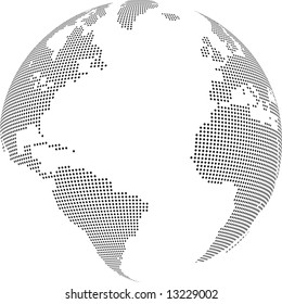 Vector illustration of world globe with square dots