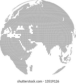 Vector illustration of world globe with square dots