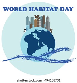 Vector illustration for World Habitat Day. Suitable for greeting card, poster and banner.