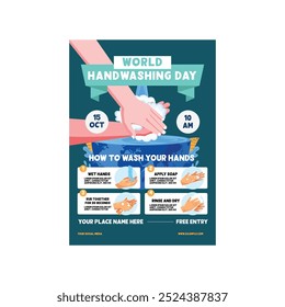Vector Illustration of World Handwashing Day Flyer Poster Design