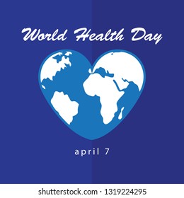 Vector Illustration of World health day concept text design with blue background  and love- Vector