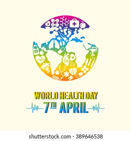 Vector illustration World Health Day inversion. stock. icons.