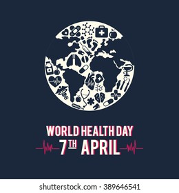 Vector illustration World Health Day inversion. stock. icons. vector