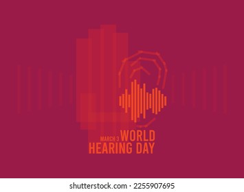 Vector Illustration of World Hearing Day. March 3. Stripe design. Sound wave. Poster, banner, card, background. Eps 10.