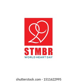 Vector illustration for World Heart Day 29 September with image of heart 