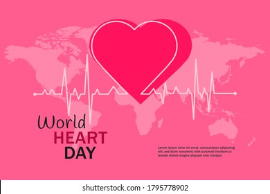Ilustración vectorial Día Mundial del Corazón Aislada Rosa