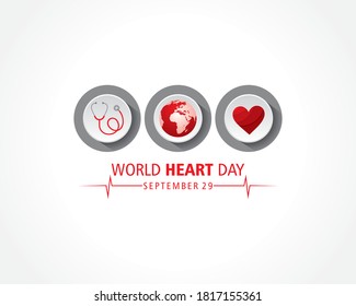 Ilustración vectorial del Día Mundial del Corazón celebrado el 29 de septiembre 
