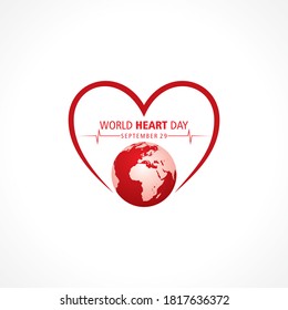 Ilustración vectorial del Día Mundial del Corazón celebrado el 29 de septiembre 