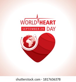 Ilustración vectorial del Día Mundial del Corazón celebrado el 29 de septiembre 