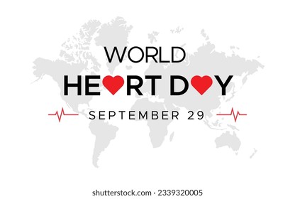 Ilustración vectorial del Día Mundial del Corazón que se celebra cada año el 29 de septiembre en todo el mundo.