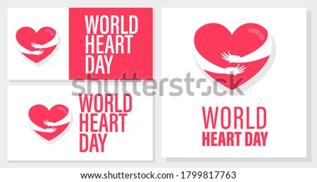 Vector illustration World Heart Day Background, health care awareness. People running for disease prevention, World heart day with red heart and world sign vector design, Worl Heart Day poster Slogan