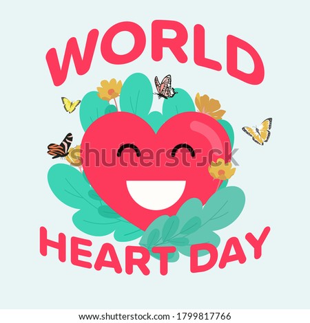 Vector illustration World Heart Day Background, health care awareness. People running for disease prevention, World heart day with red heart and world sign vector design, Worl Heart Day poster Slogan