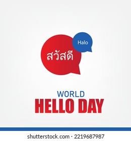 Vector illustration World Hello Day. Simple and Elegant Design