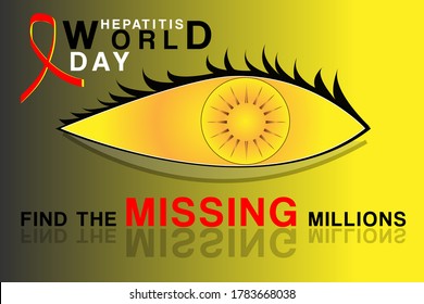 Ilustración vectorial del concepto del Día Mundial de la Hepatitis. Ojo amarillo