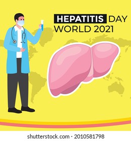 ilustración vectorial de la conmemoración del día mundial de la hepatitis 2021. muy adecuado para fines promocionales, marcas, banners, anuncios, tarjetas de felicitación, hepatitis de movimiento,