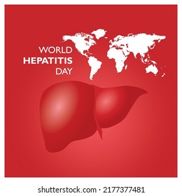 Ilustración vectorial del Día Mundial de la Hepatitis. Fondo de gradación roja, vector de hepatitis. diseño sencillo cuadrado