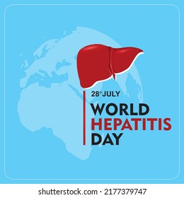 Vector illustration of World Hepatitis Day. Blue background, hepatitis vector. square simple design