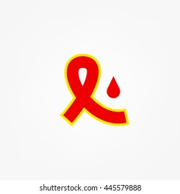 Vector illustration for World Hepatitis Day. Ribbon with a drop of blood.